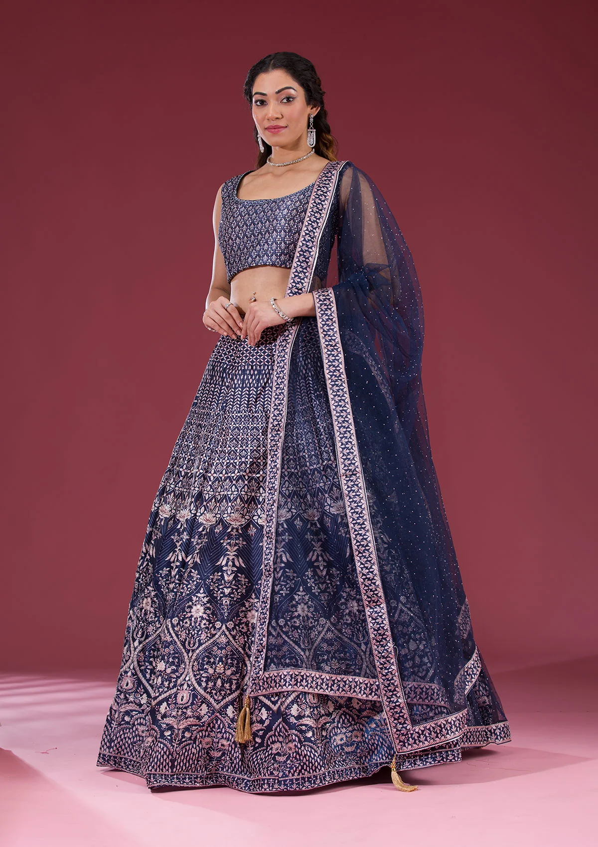 Silver Stonework Raw Silk Readymade Lehenga Set - Image 6