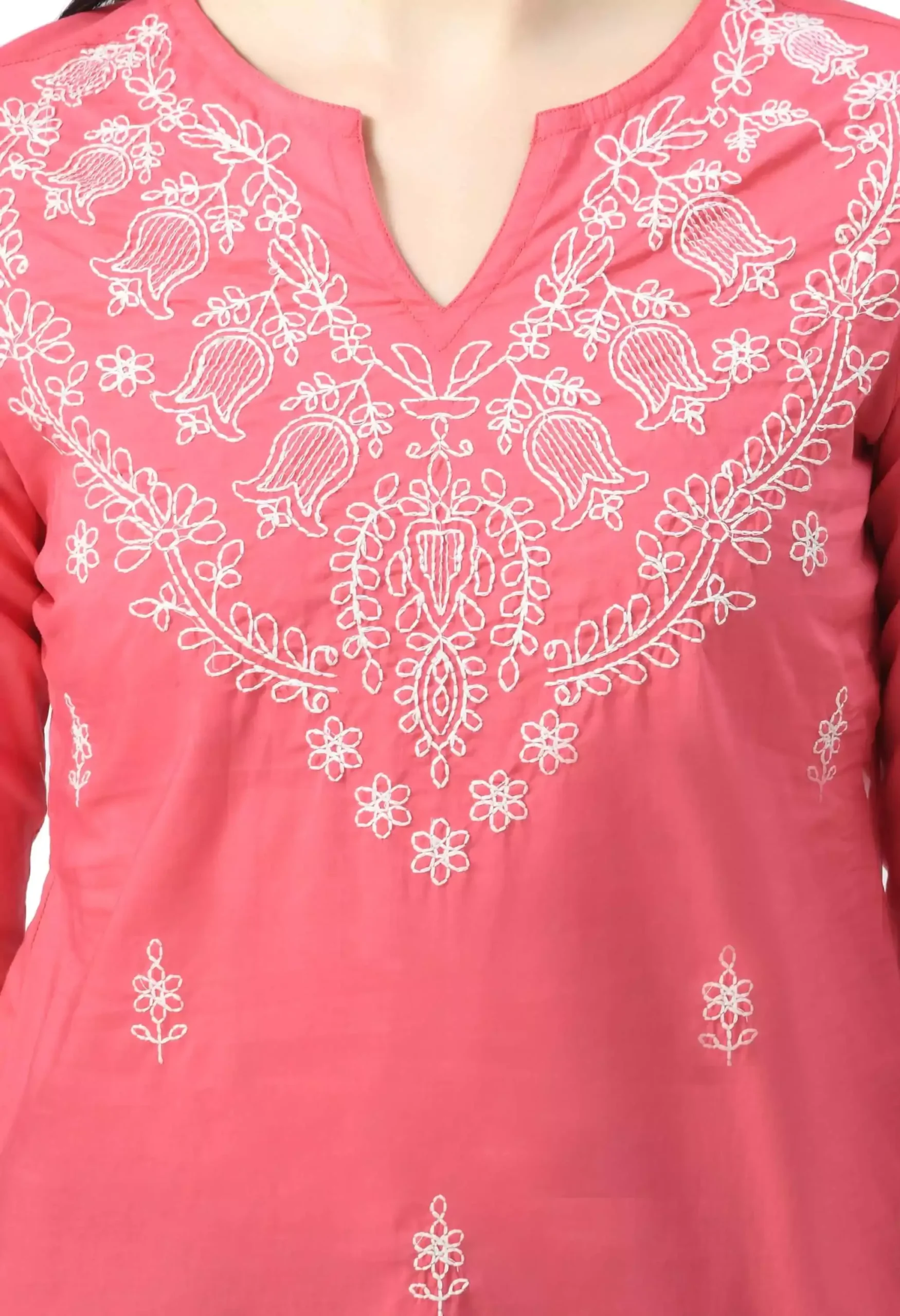 Pink Chikankari Short Kurti - Image 2
