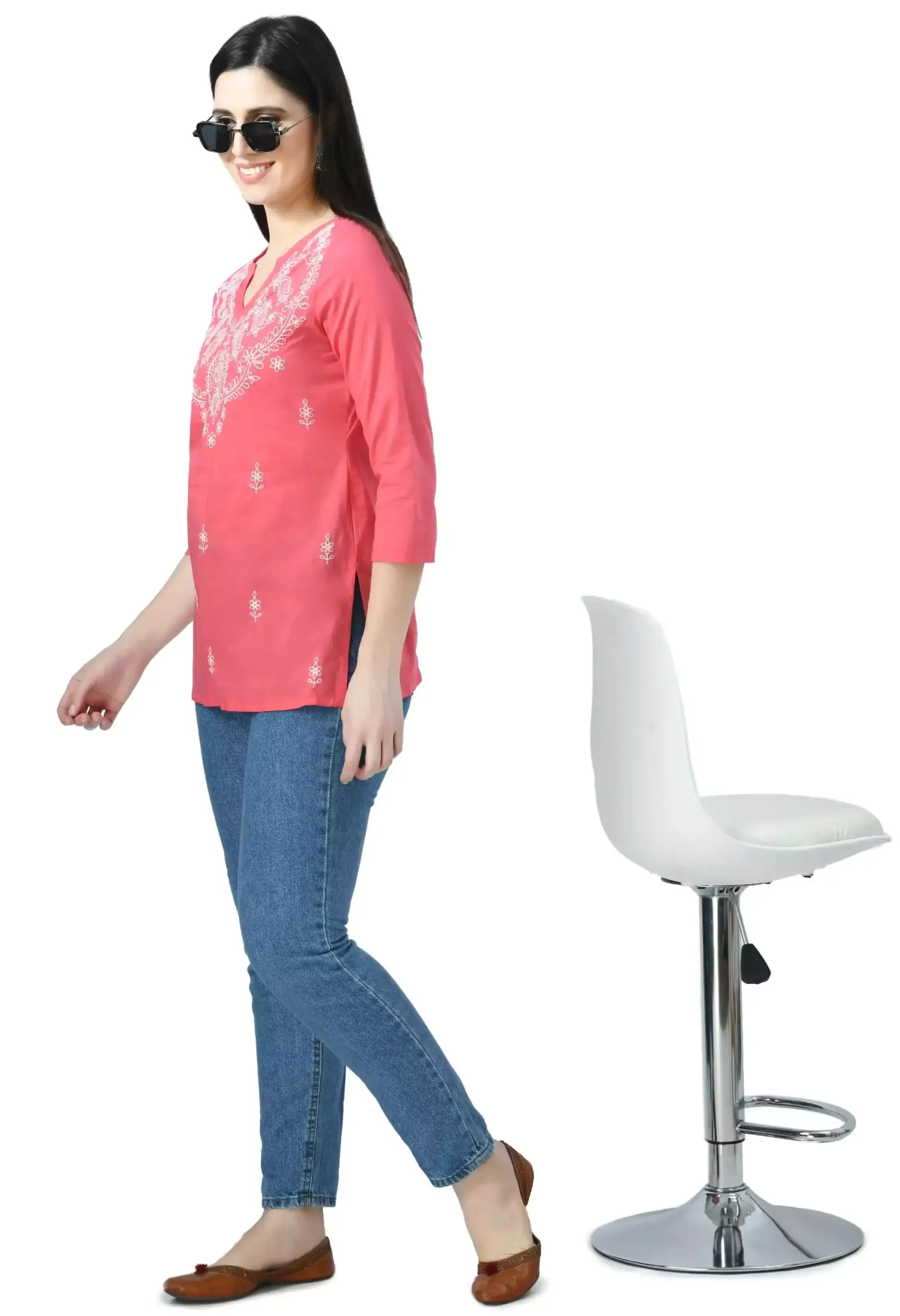 Pink Chikankari Short Kurti - Image 3