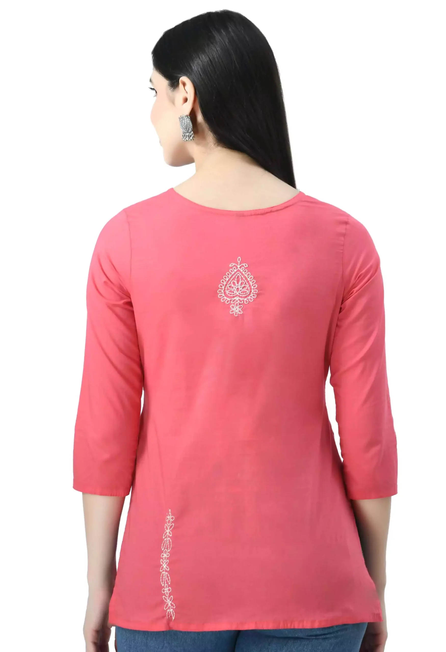 Pink Chikankari Short Kurti - Image 5