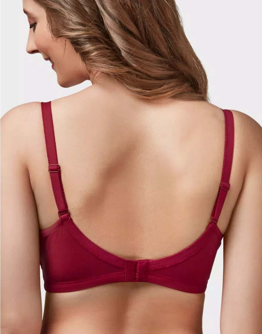 Wine Red Moulded Feather Non Padded Full Coverage Women Bra - Image 4