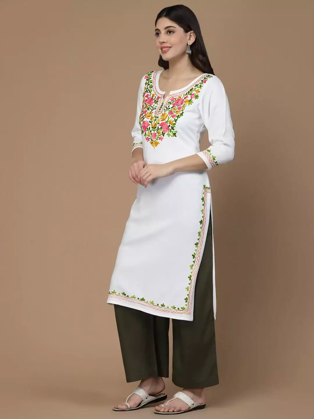 Aylin White Embroidred Kurti - Image 2