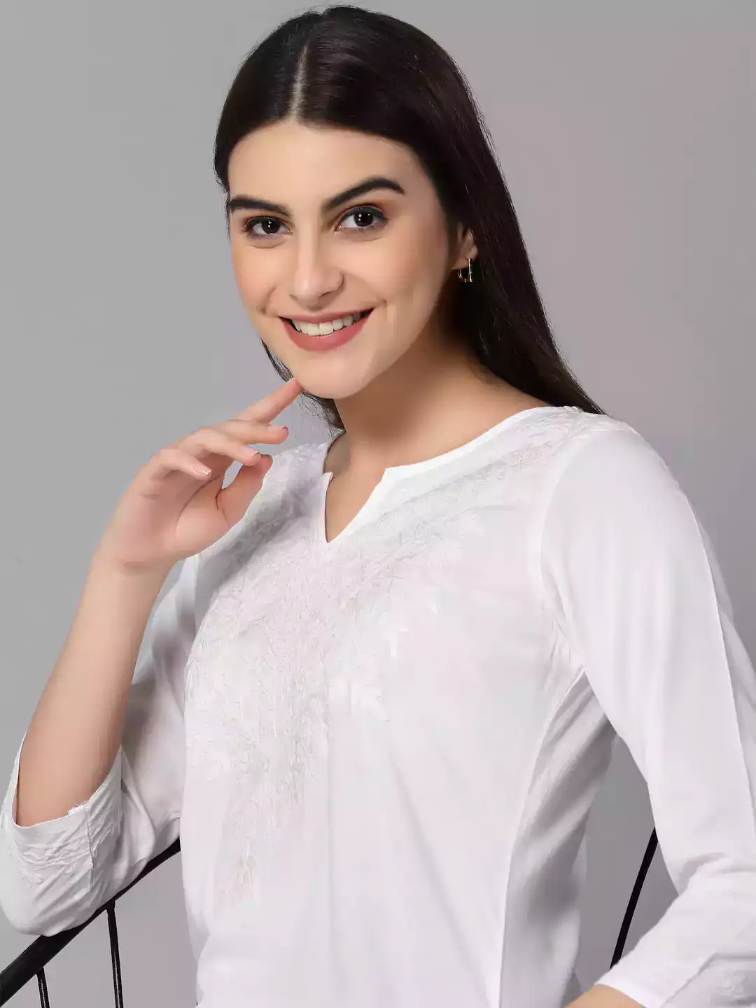 Zahra White Short Kurti - Image 4