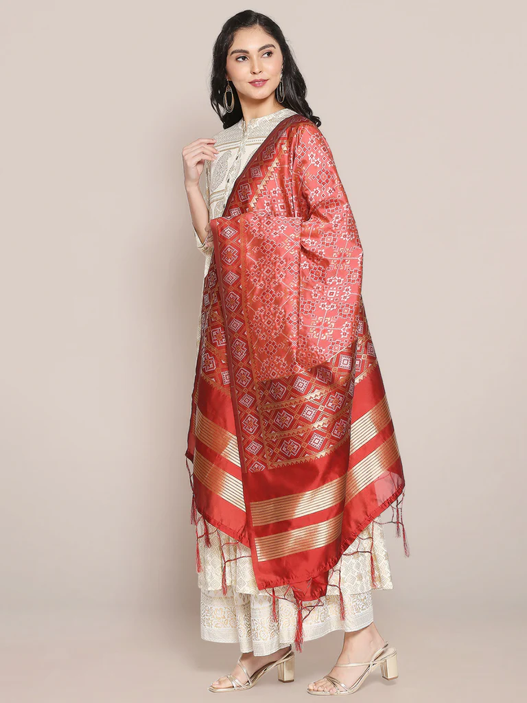 Woven Banarasi Patola Silk Dupatta - Image 3