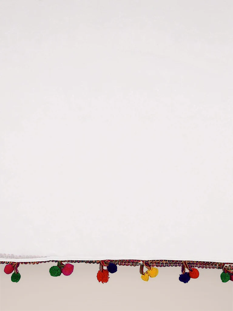 Chiffon Dupatta with Multicolored Pompom Balls - Image 11