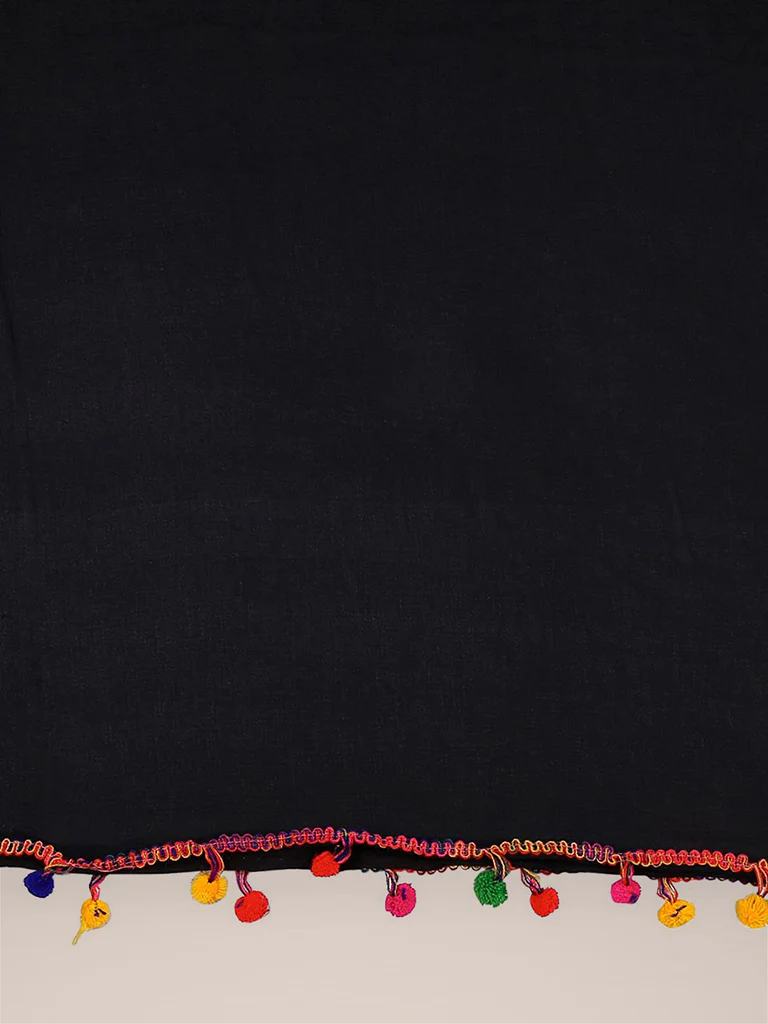 Chiffon Dupatta with Multicolored Pompom Balls - Image 17