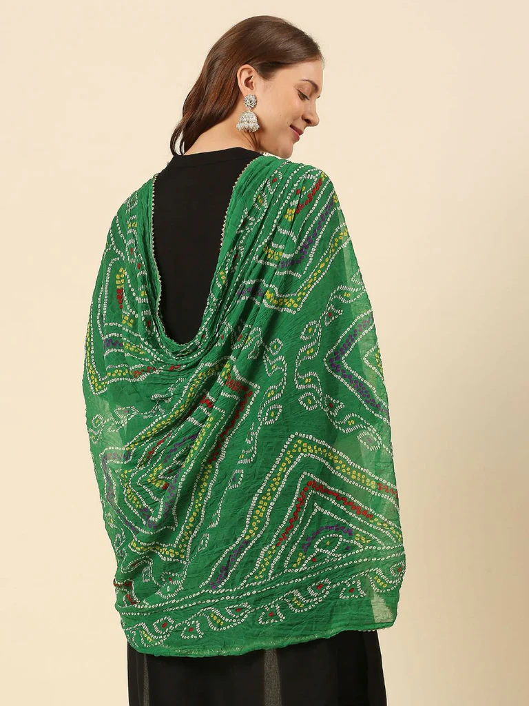Multi Printed Bandhini Chiffon Dupatta - Image 2
