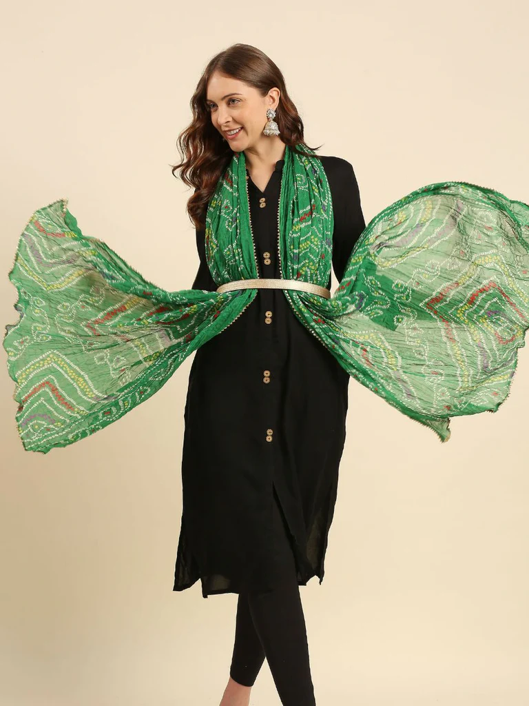 Multi Printed Bandhini Chiffon Dupatta - Image 3