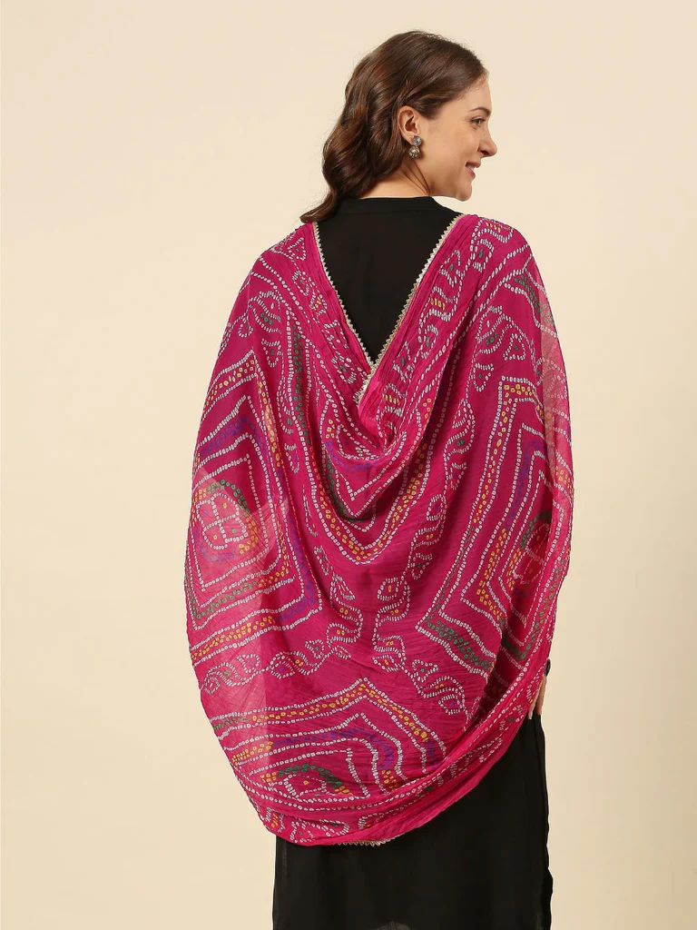 Multi Printed Bandhini Chiffon Dupatta - Image 2