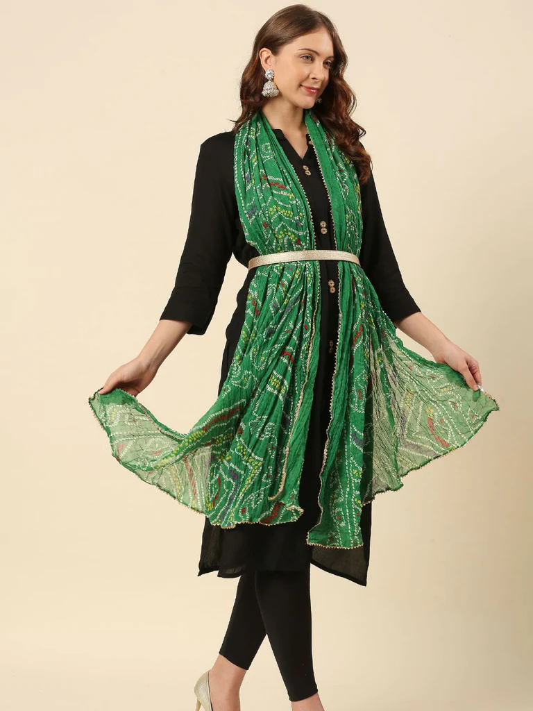 Multi Printed Bandhini Chiffon Dupatta - Image 4