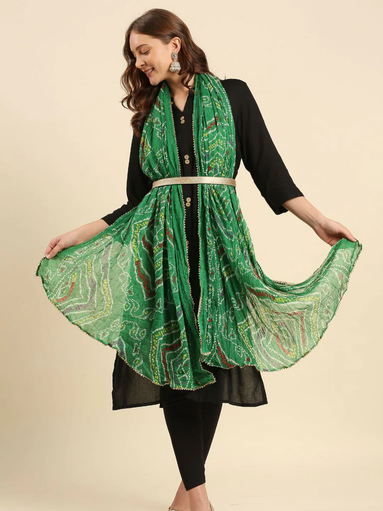 Multi Printed Bandhini Chiffon Dupatta - Image 5