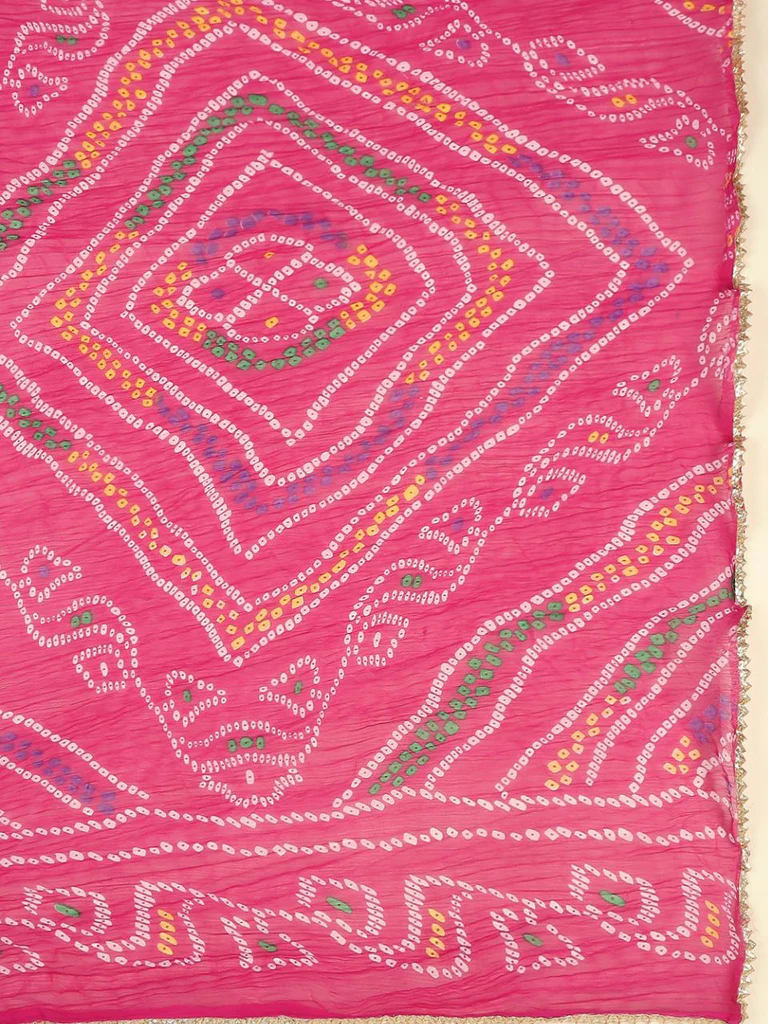 Multi Printed Bandhini Chiffon Dupatta - Image 7