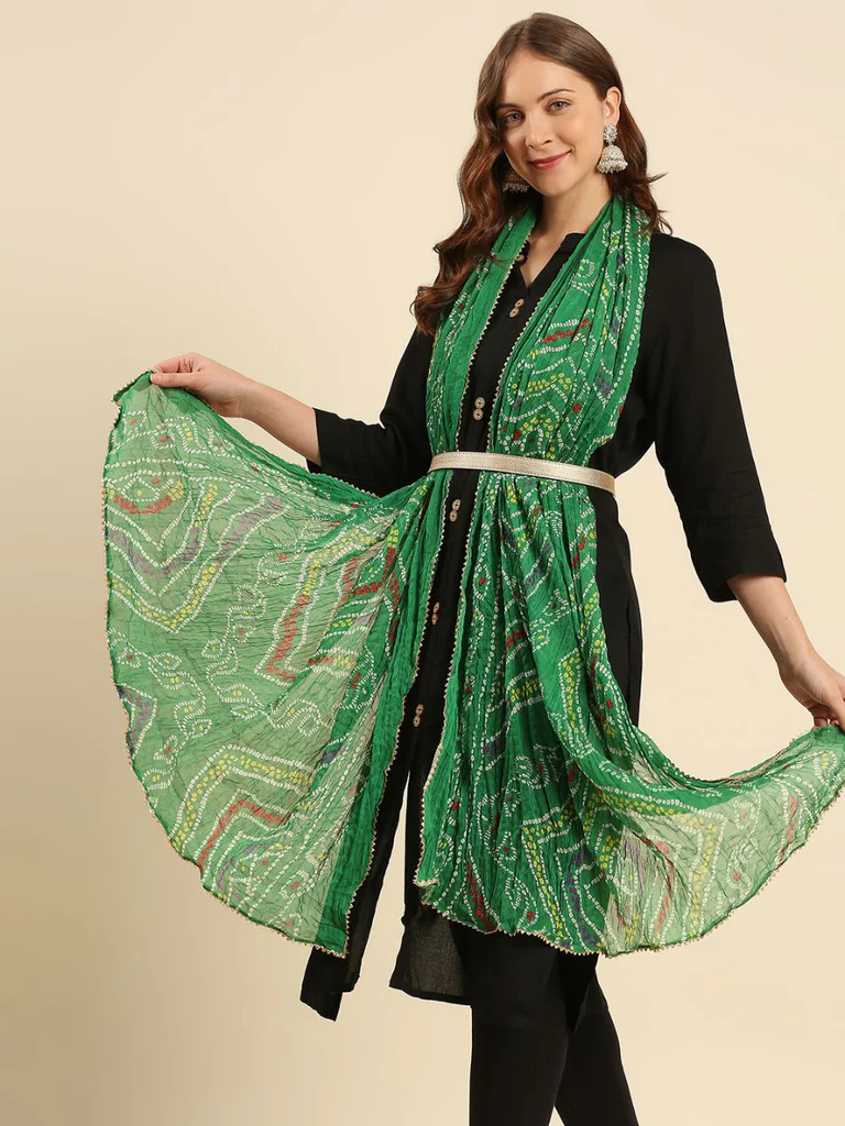 Multi Printed Bandhini Chiffon Dupatta - Image 6