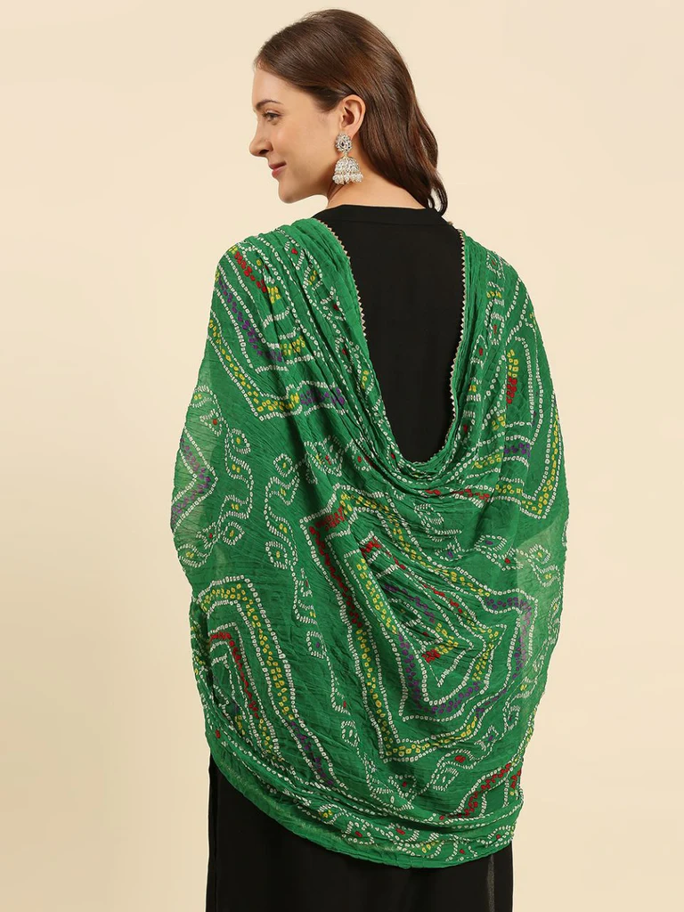 Multi Printed Bandhini Chiffon Dupatta - Image 8