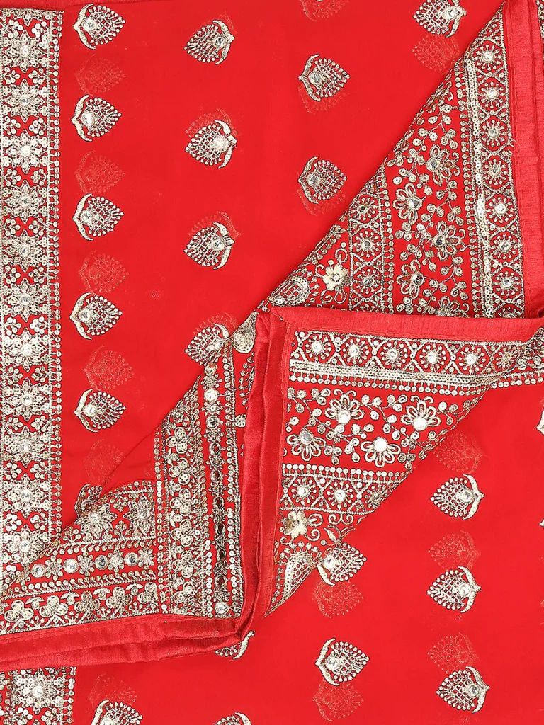 Heavily Embroidered Designer Georgette Dupatta - Image 6