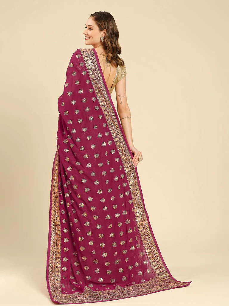 Heavily Embroidered Designer Georgette Dupatta - Image 13