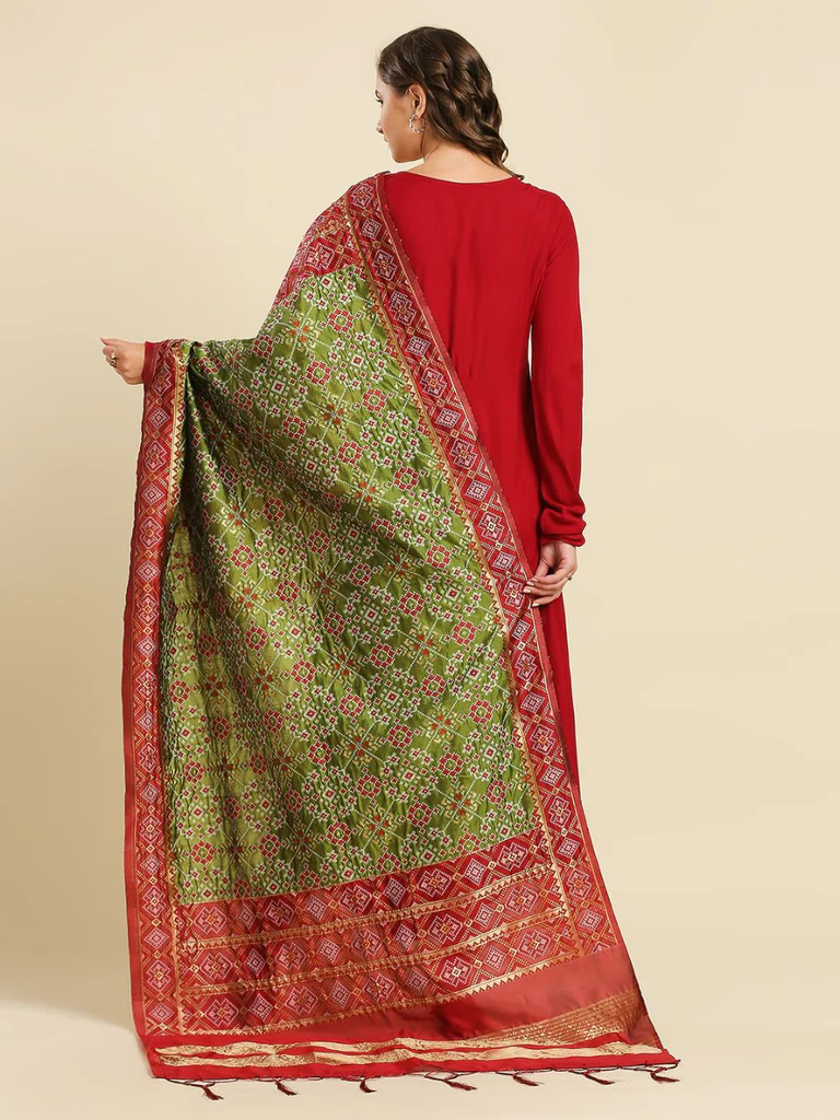 Woven Banarasi Patola Silk Dupatta - Image 3