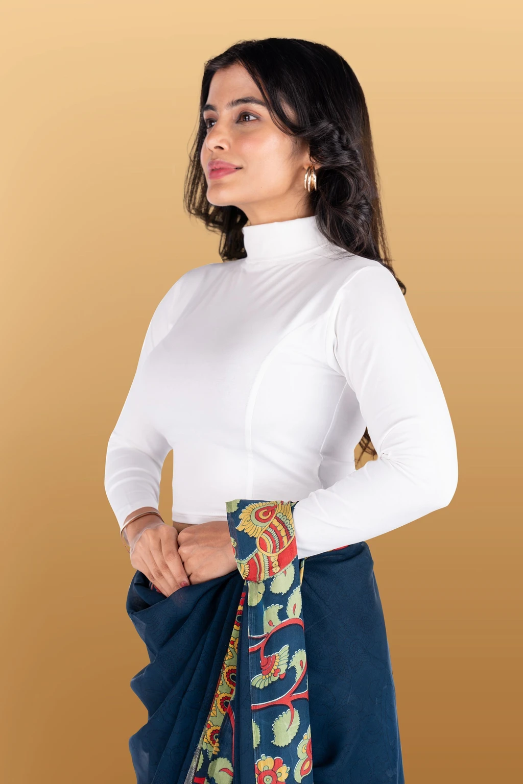Full Sleeve Band collar Women Blouse - Image 2