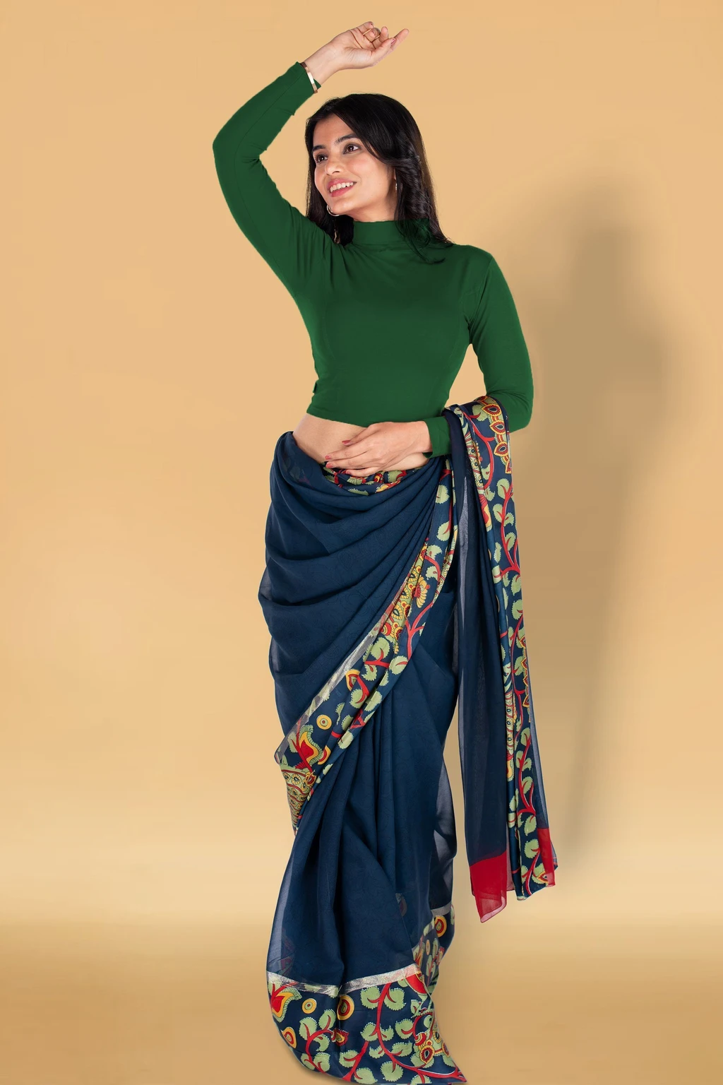 Full Sleeve Band collar Women Blouse - Image 2