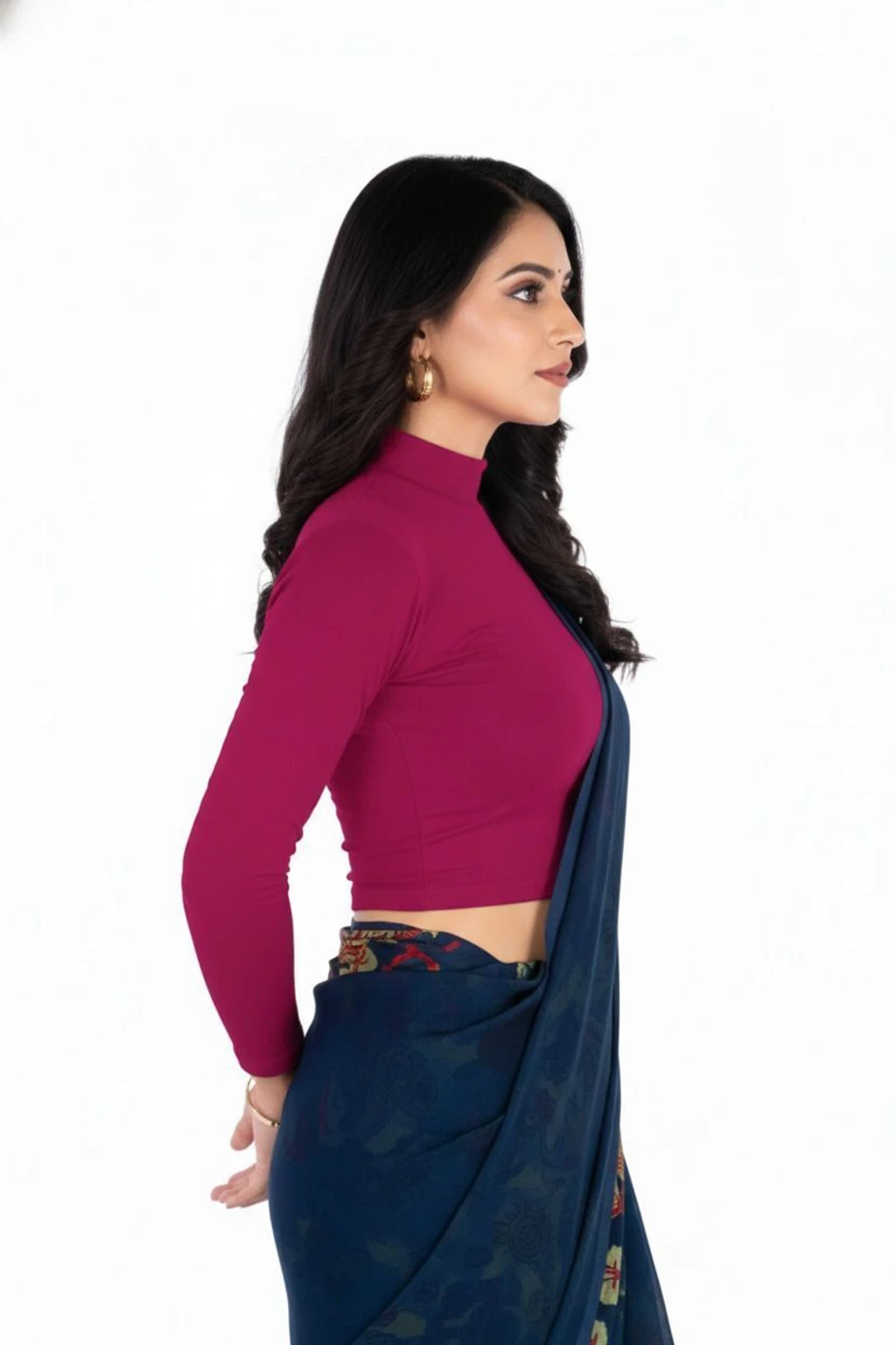 Full Sleeve Band collar Women Blouse - Image 3